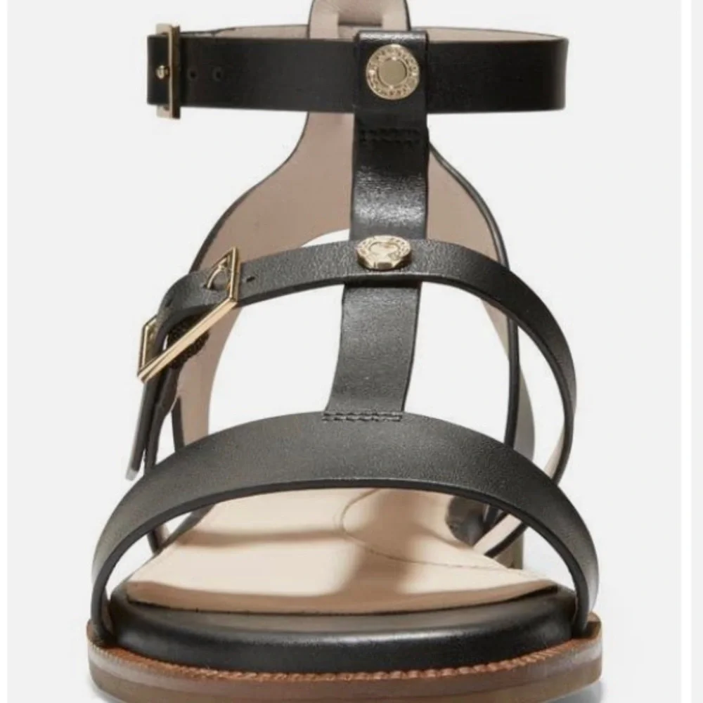 COLE HAAN GRAND SERIES BLACK LEATHER WREN GLADIATOR STYLE SANDALS•S/8.5 - Picture 5 of 13